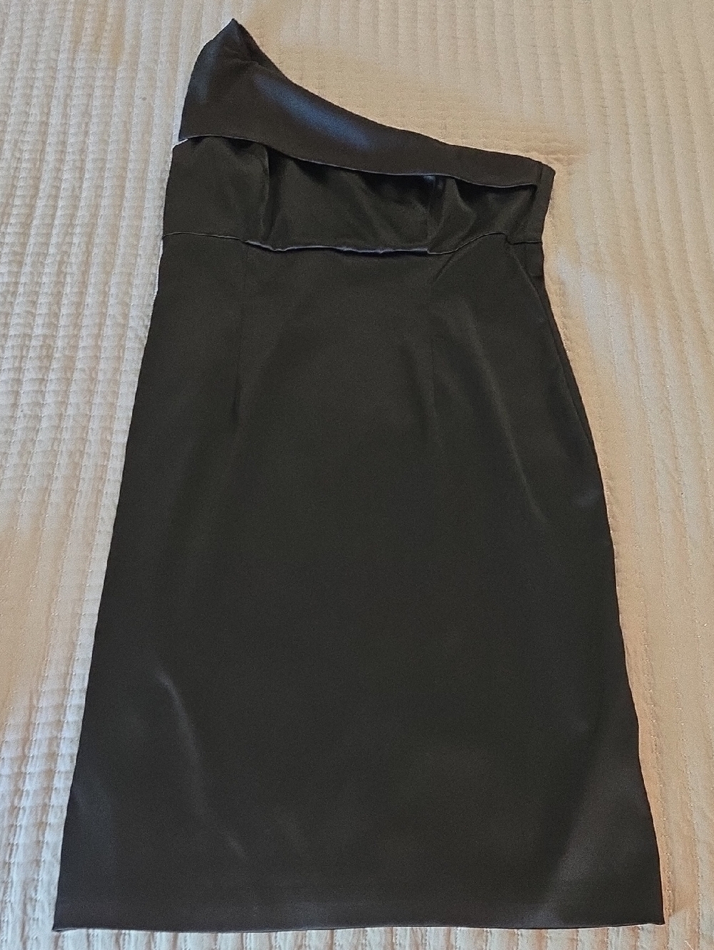 White House Black Market- Black Satin One Shoulder Cocktail Dress